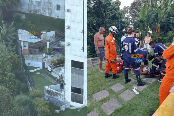 Imagem de ESTRUTURA CEDEU: teto de quiosque desaba em área de piscina de prédio no bairro do Candeal e deixa feridos