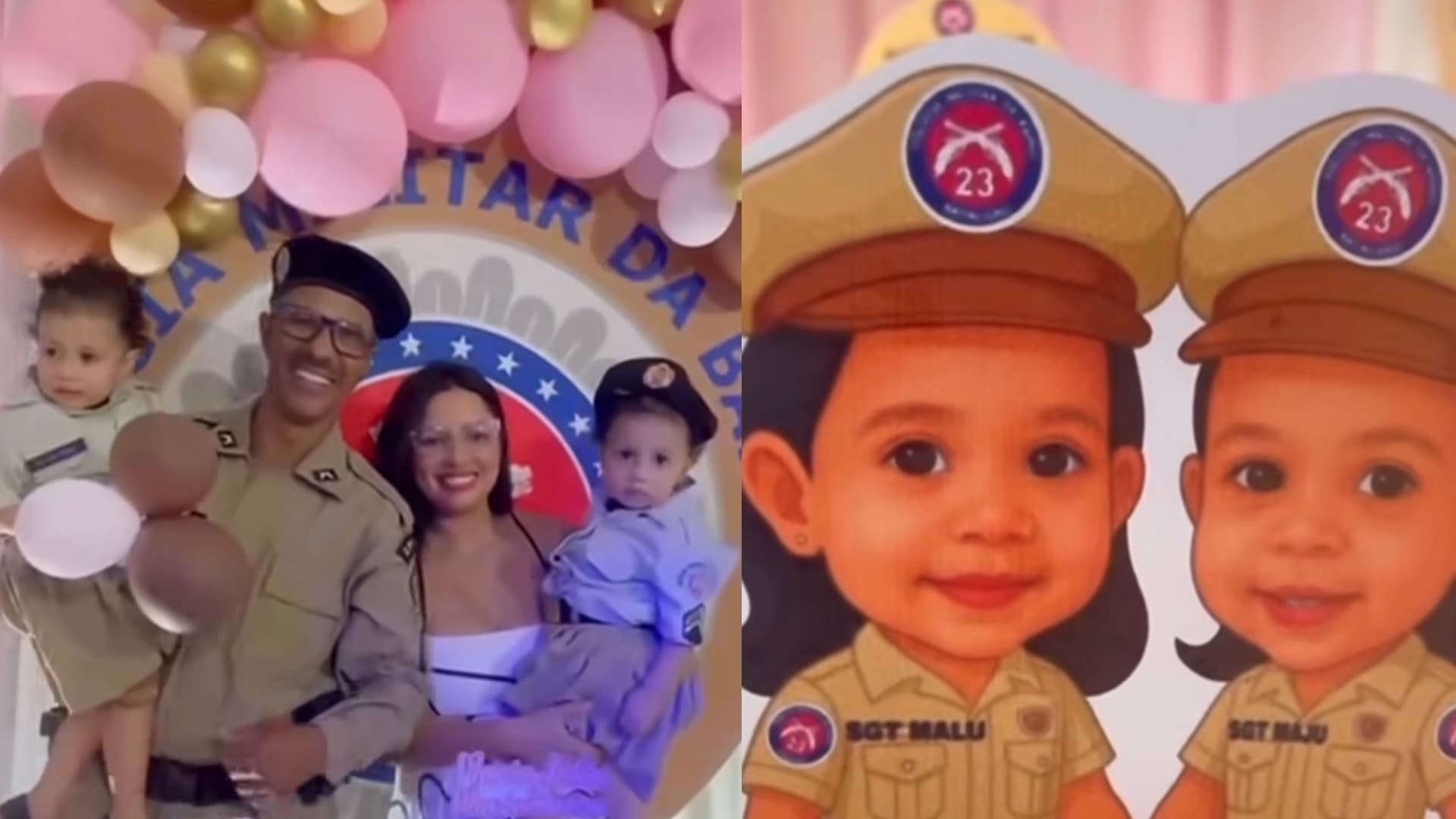 Imagem de ALERTA DE FOFURA: Policiais militares participam de aniversário de 2 anos de gêmeas no Recôncavo Baiano