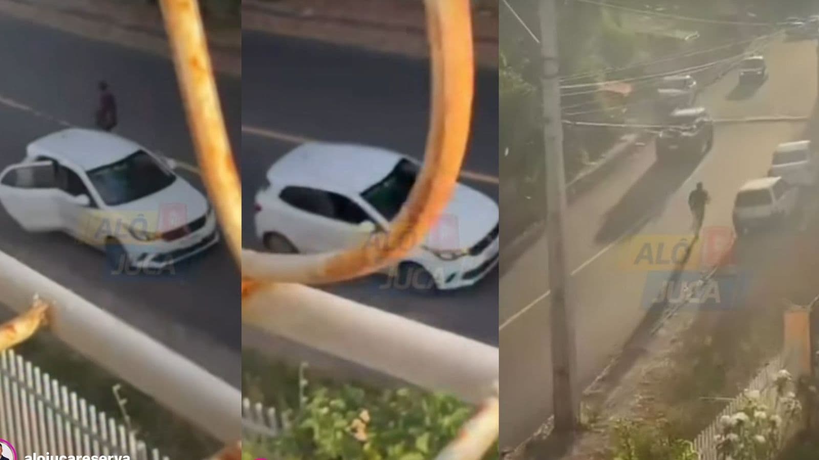 Imagem de FLAGRANTE DE ASSALTO: motorista é rendido por criminosos armados e tem carro roubado na Estrada Velha do Aeroporto; veja o vídeo